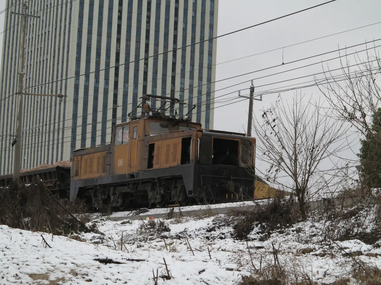 经过仙林湖站旁的一条货运铁路。